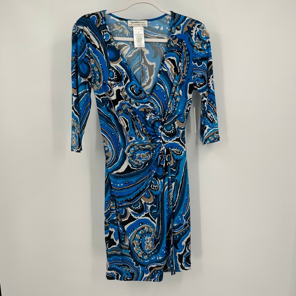 Womens‎ Y2K Babydoll Dress Size 8P Psychedelic Mod Abstract Boho Office Career